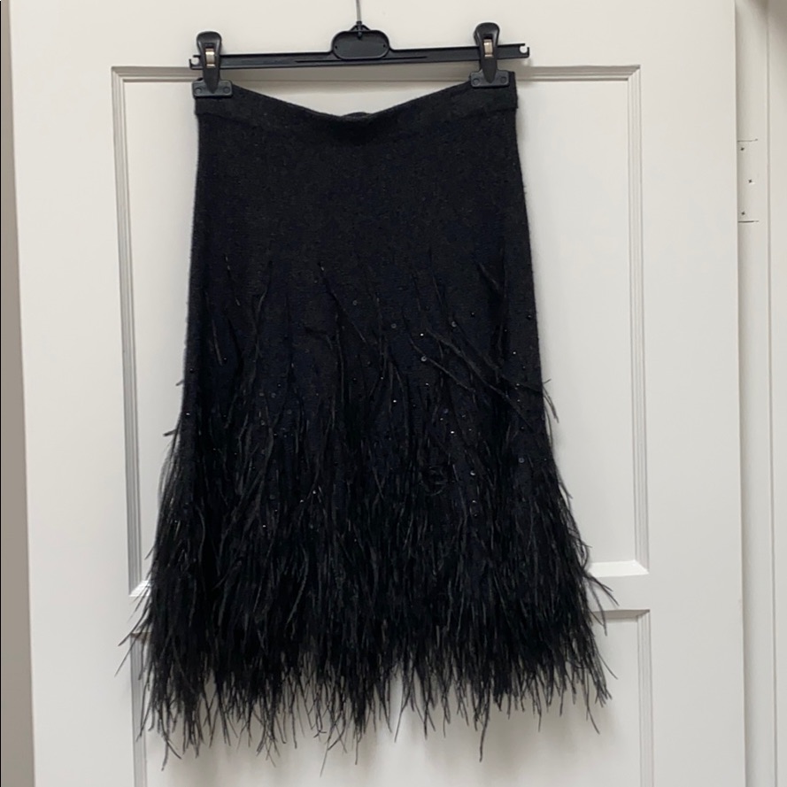 Michael Kors FeatherEmbroidered Cashmere Skirt